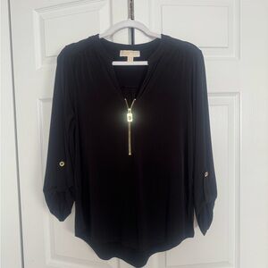 Michael Kors Black Blouse with Gold Zipper